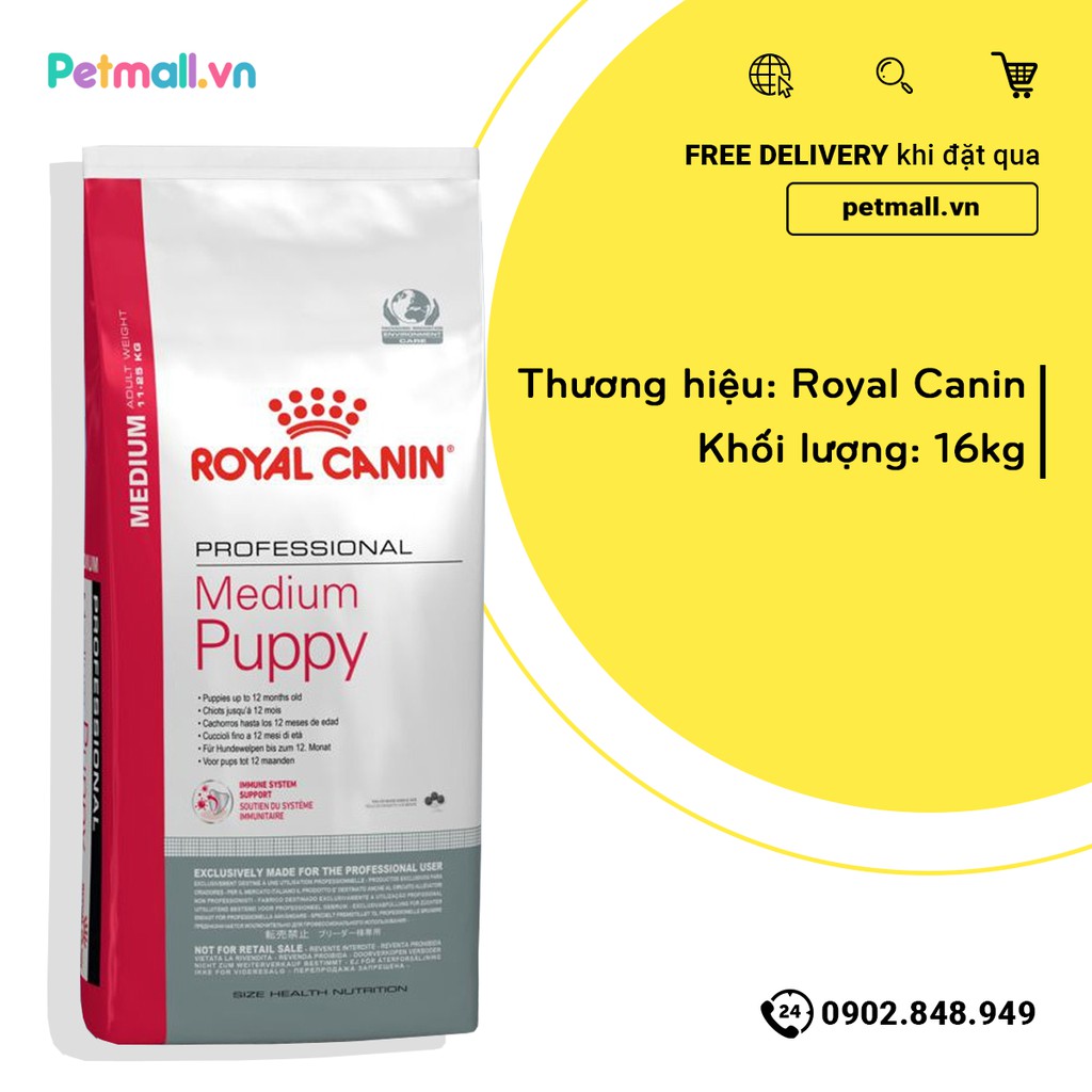 Thức ăn hạt Royal Canin MEDIUM PUPPY 16kg