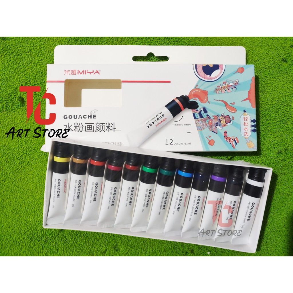 Bộ màu Gouache 12/18 MIYA dạng Tuýp (12ml)