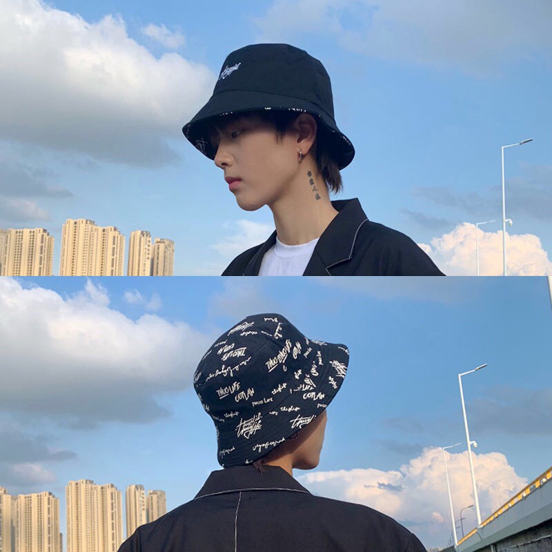 Nón bucket  Mũ snapback thời trang 2 Mặt Nhật Hàn phong cách hiphop Unisex