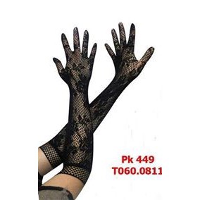 Găng tay cô dâu dài màu đen ren đẹp