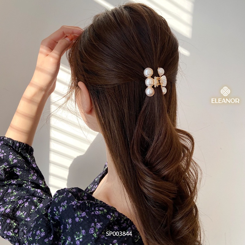 Kẹp tóc nữ mini Eleanor Accessories ba răng đính đá ngọc trai nhân tạo phụ kiện tóc 3844