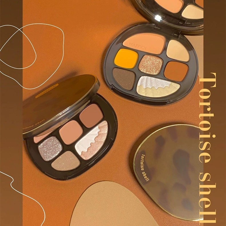Bảng phấn mắt mai rùa hổ phách MAFFICK 8 màu kèm highlight phấn má MAFI20
