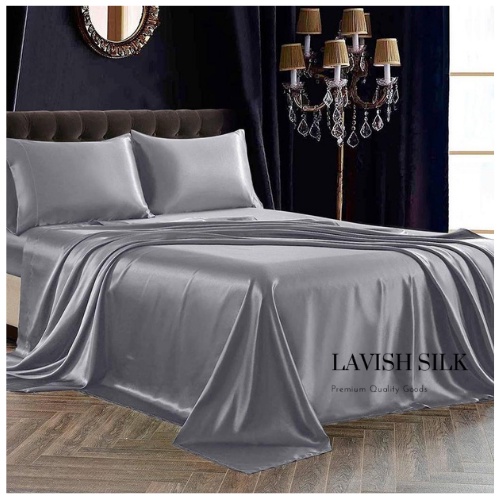 XẢ LỖ - Ga Giường Drap Lẻ Phi Lụa Lavish Silk cao cấp mát lạnh hàng loại 1 không nối vải - Xám Ghi