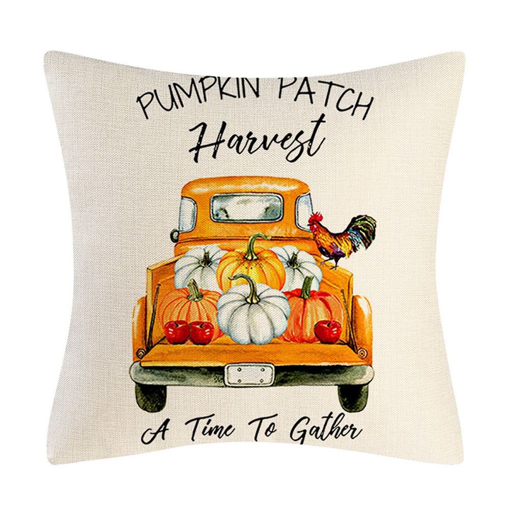 MIOSHOP Fashion Pillow Covers cushion cover Farmhouse Theme Happy Fall Pillowcase New Home Decor Sofa Linen Cushion Thanksgiving Day Pumpkin Car