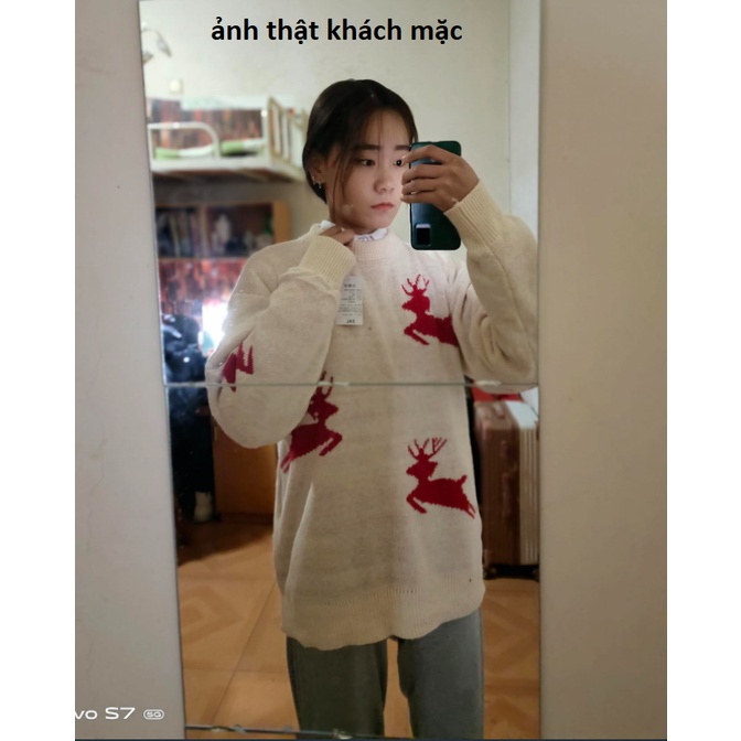 【Keroro】Áo len dài tay in hình chú tuần lộc nam nữm ặc đều xinhh | BigBuy360 - bigbuy360.vn