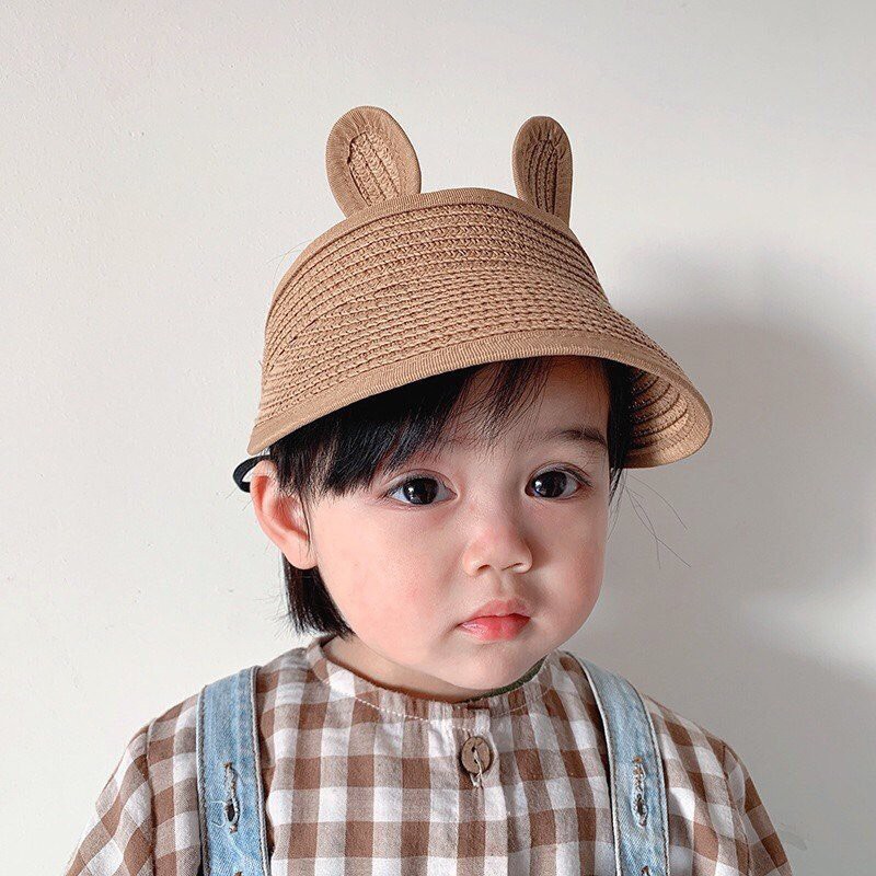 Mũ cói nửa đầu Thỏ Đáng Yêu Cho Bé!! Mũ cói Tai Thỏ mùa hè không chóp cho bé từ 1-4 tuổi kiểu dáng Hàn Quốc dễ thương