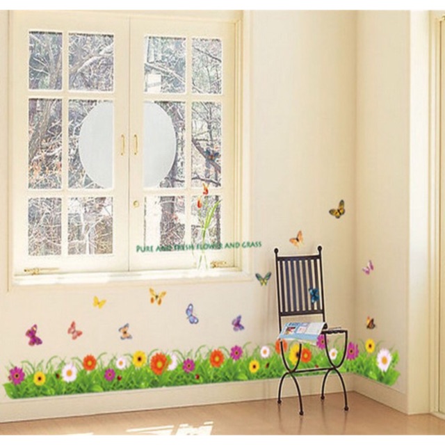 Decal dán chân tường hoa bướm mẫu 5