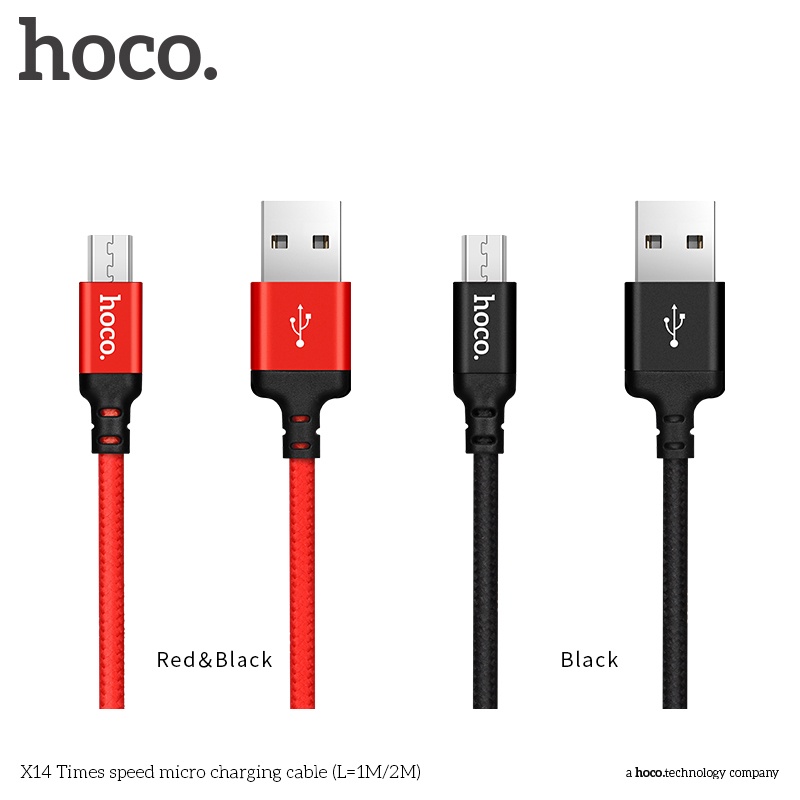Dây sạc Hoco X14 USB-Micro dây bọc dù chống đứt gãy dài 1/2 mét dành cho android, sạc dự phòng