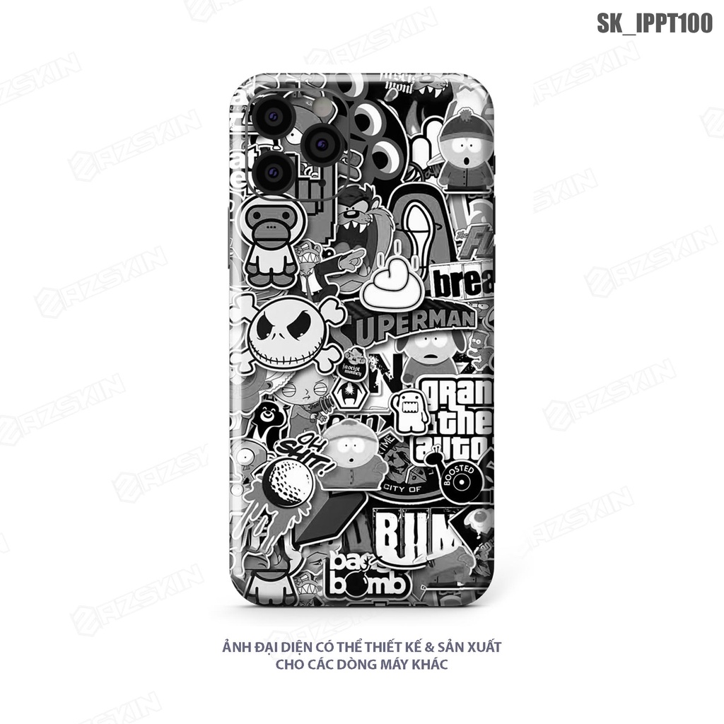 Miếng Dán Skin Pattern Black White IPhone 7/14 Pro Max |SK_IPPT100| Chất Liệu Cao Cấp, Hình In sắc Nét, Khuôn Cắt CNC