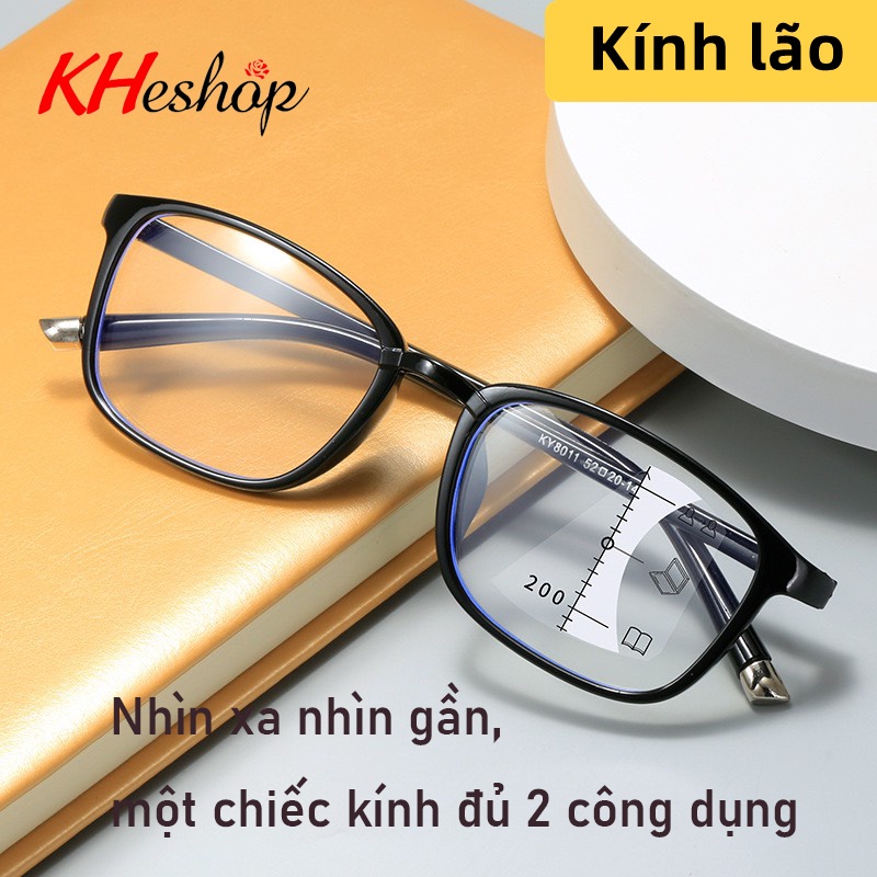 Kính viễn thị đọc báo, tròng TR90, nhìn xa gần, gọng vuông bầu, thay đổi độ linh hoạt phù hợp góc nhìn 3 màu Y8012
