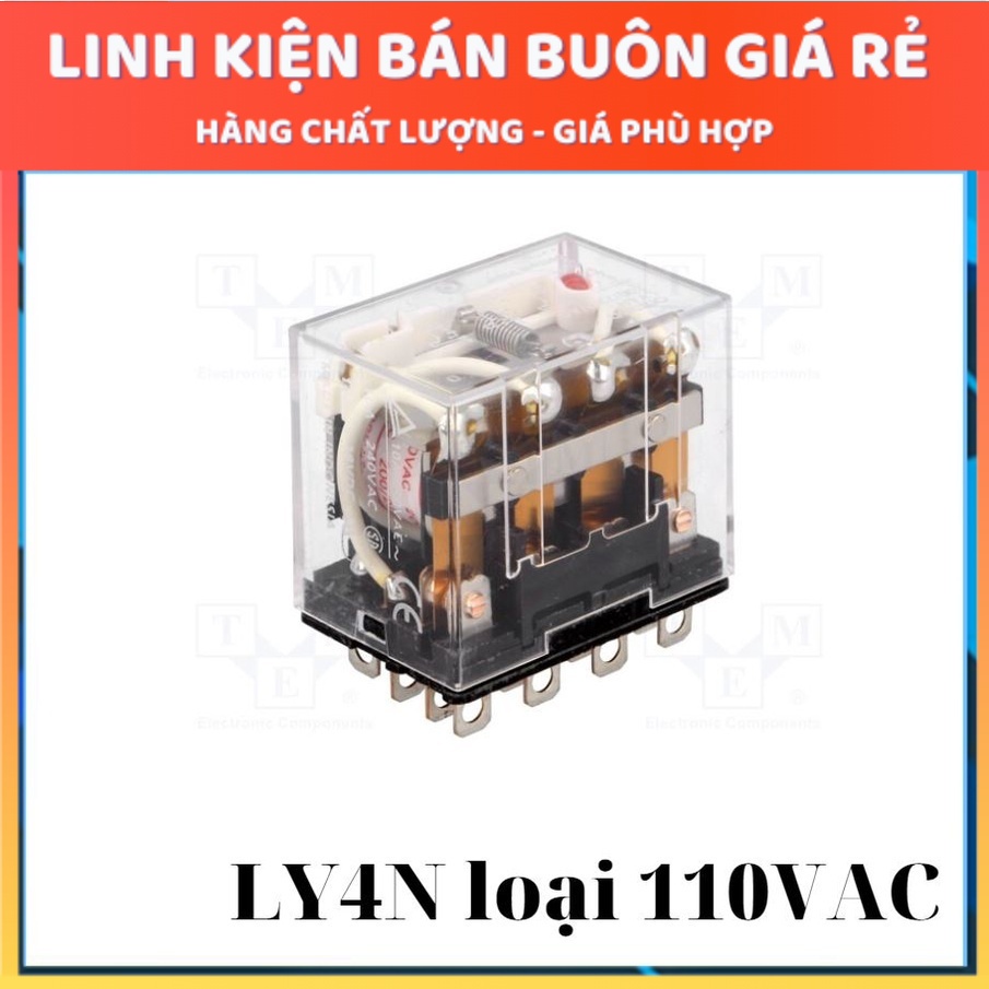 Relay LY4N 110Vac 14 chân 10A , Rơ le trung gian, relay 220V10A 14 chân (Chân To)(hàng chất lượng cao)
