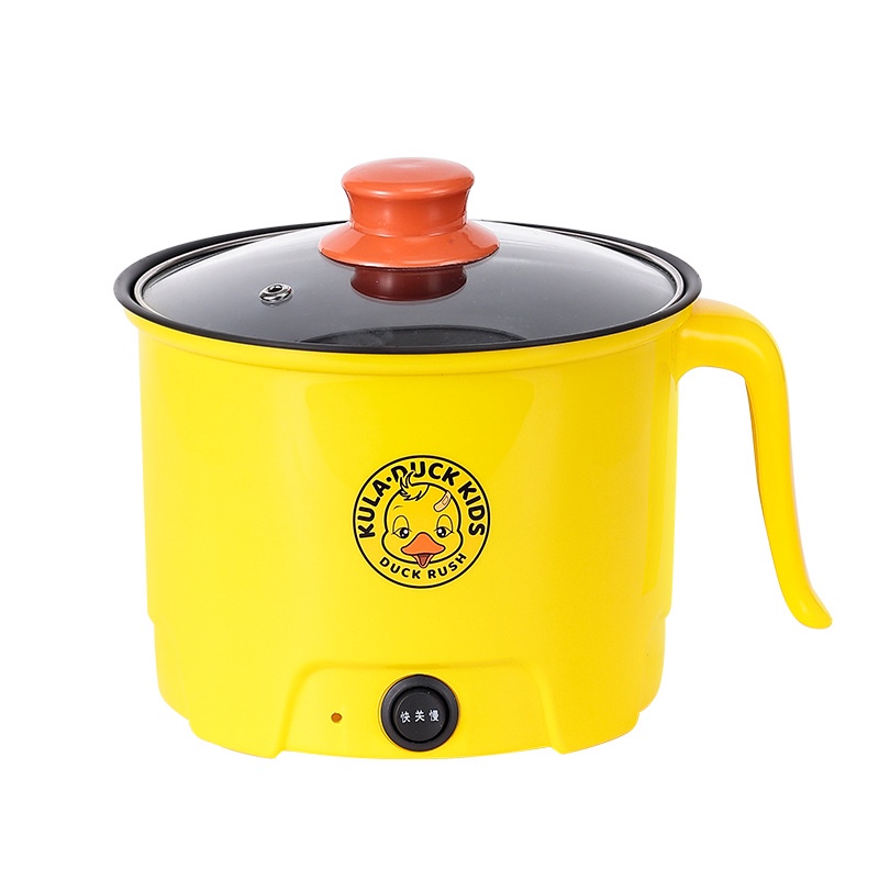 Nồi Điện Mini VỊT VÀNG 2 Tầng Đa Năng Kèm Giá Hấp Nấu Cơm Lẩu Cháo Chiên Xào Dung Tích 1,8L- Nồi Lẩu Mini, Ca Nấu Mì