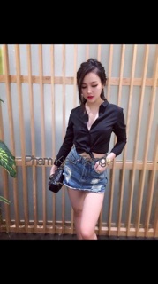 Sơ mi cột eo voan mỏng dáng croptop AB5