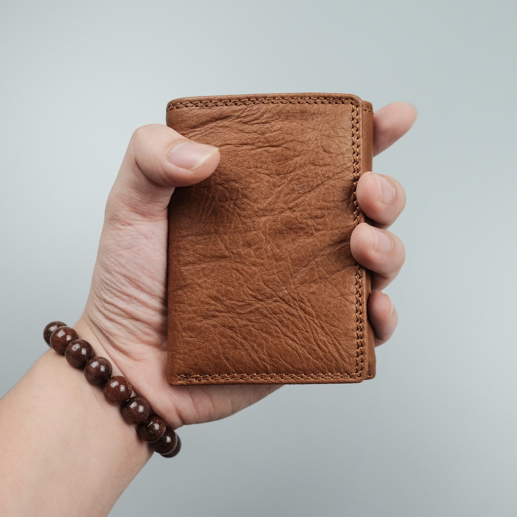 Ví da Mini nam nữ Genuine Leather gập 3 đựng thẻ ngân hàng, card, tiền.. nhỏ gọn, thời trang V005