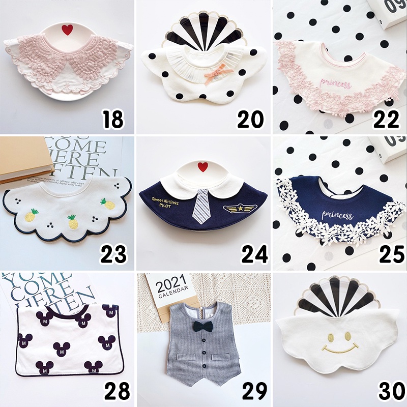 Yếm Ăn Cotton 360 Độ Chống Thấm Nước Họa Tiết Hoạt Hình Xinh Xắn 0147-1
