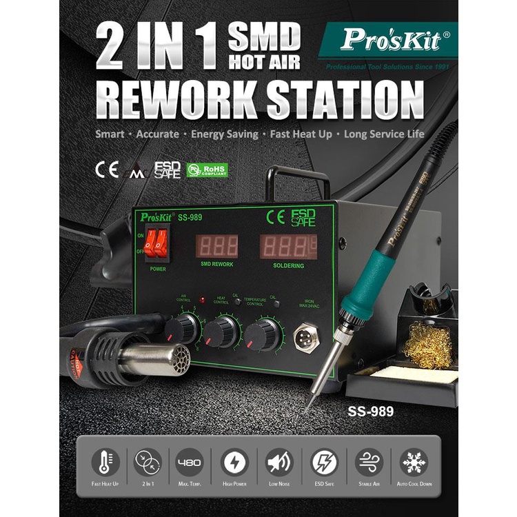 Máy hàn khò chỉnh nhiệt Pro'skit SS-989B / Máy hàn khò Proskit