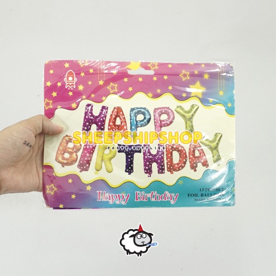 1 Bộ Bong Bóng Chữ Happy Birthday Có Đèn Led Nhiều Màu