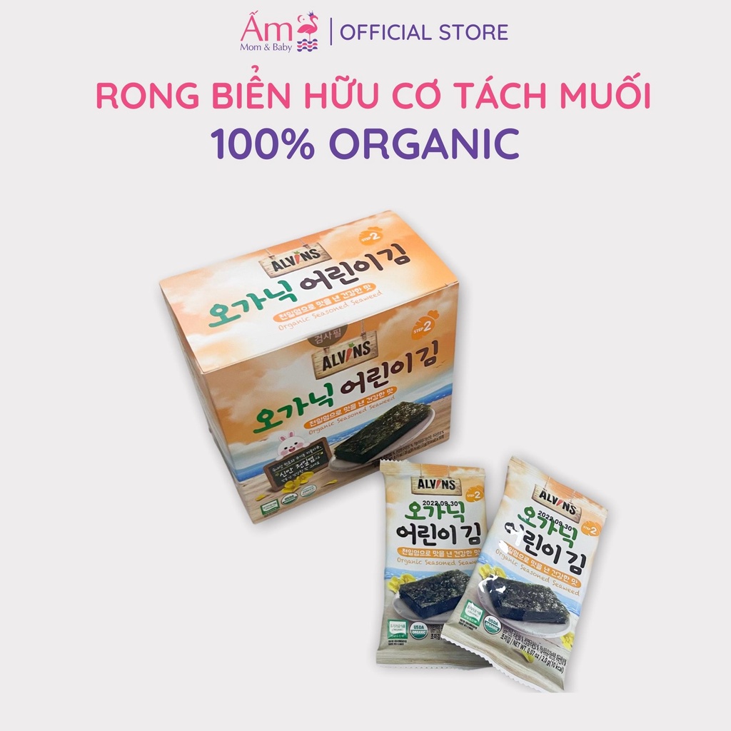 Rong Biển Hữu Cơ Tách Muối Alvins Ấm Baby Ăn Dặm Organic 10Gram/20Gram Cho Bé Từ 6 Tháng Tuổi Ấm Gift Decor