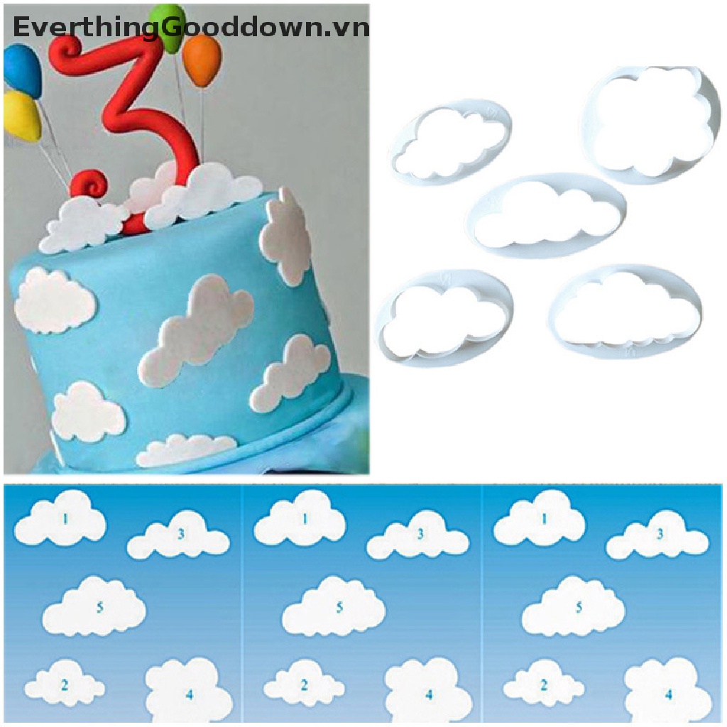 Bộ 5 Khuôn Cắt Bánh Quy Hình Đám Mây 3D