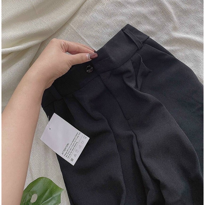 Quần baggy nữ, quần tây nữ lưng cao vải tuyết mưa màu đen Zini Store size S M L