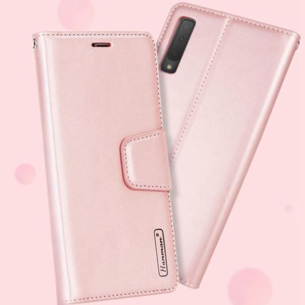 Bao da Samsung Galaxy A7 2018  / A9 2018  dạng ví hiệu Hanman, ngăn đựng thẻ ATM tiền tiện lợi