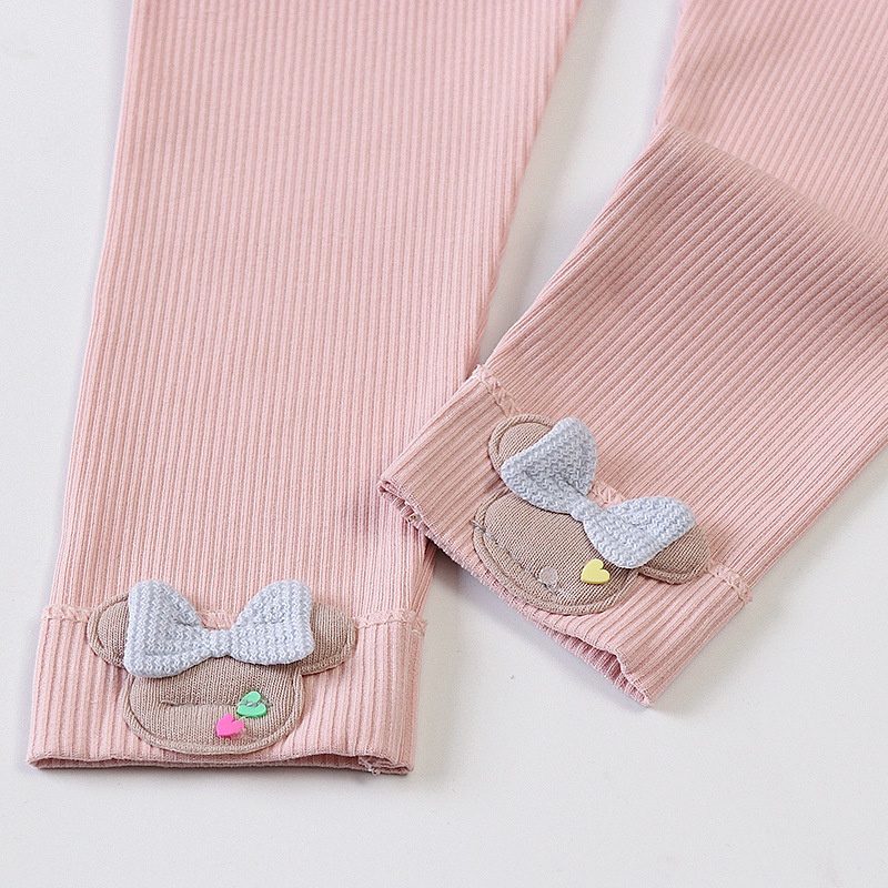 Quần legging  bé gái đính gấu size 6-16kg QD03