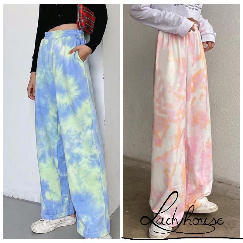 Quần Dài Lưng Thun Màu Nhuộm Thời Trang Cho Nữ