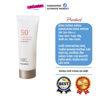 [SALE] [CAM KẾT 100% CHÍNH HÃNG] Kem Chống Nắng Karadium Snail Repair Sun Cream SPF 50+ PA+++ 70ml Hàn Quốc