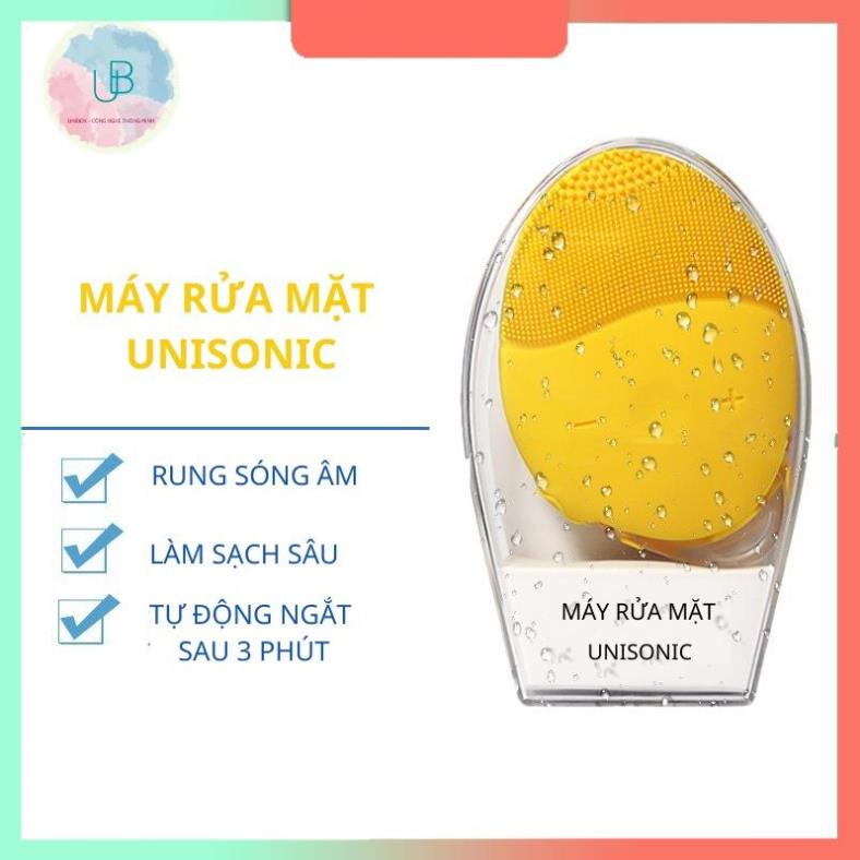 Máy rửa mặt cầm tay UNISONIC, Máy rửa mặt mini lông silicone siêu mềm làm sạch da an toàn và hiệu quả, Bảo hành 12 tháng