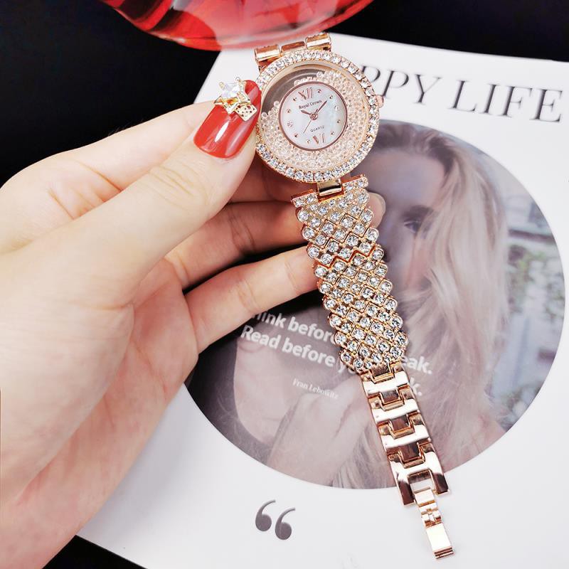 Đồng Hồ Nữ Chính Hãng Dây Kim Loại Đính Đá Royal Crown 2606 Jewelry Chống Nước Chố | BigBuy360 - bigbuy360.vn