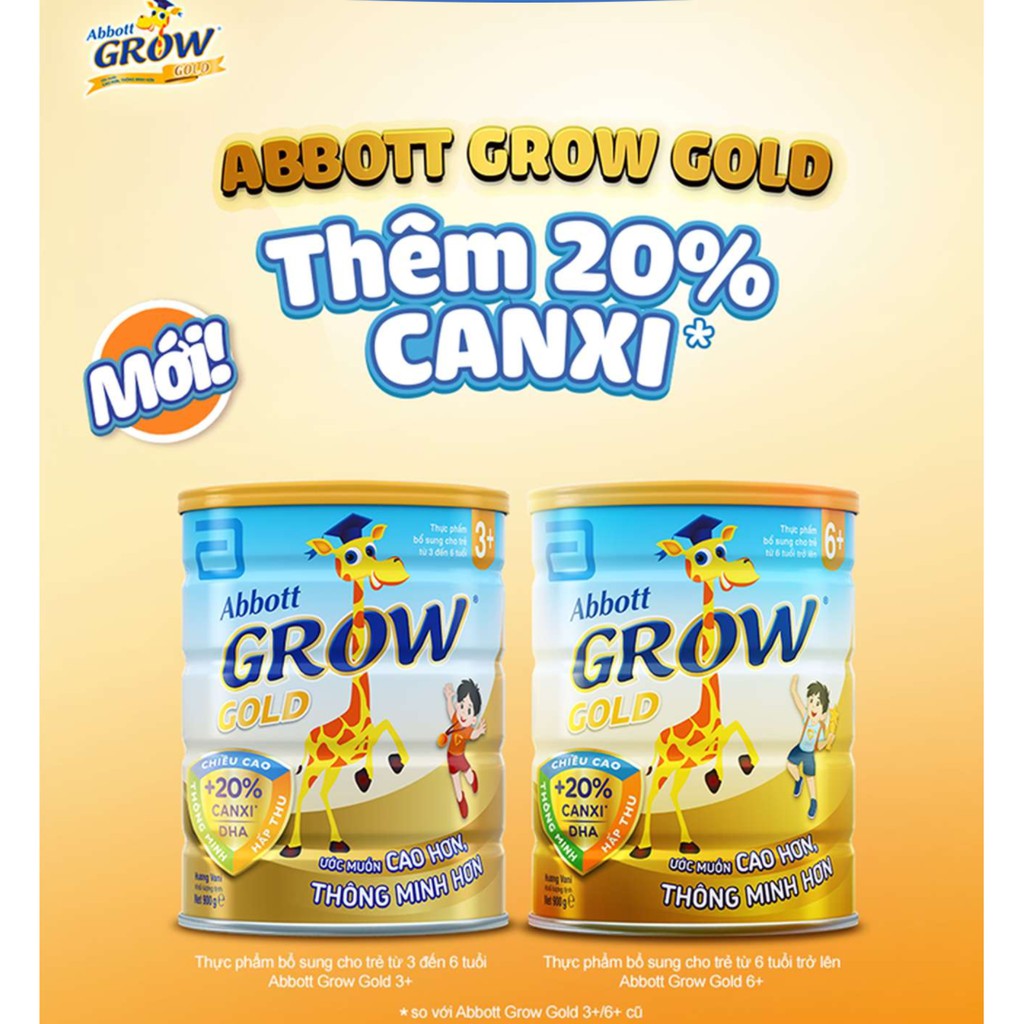 [CHÍNH HÃNG]Sữa Abbott Grow Gold 3+ 900g hương Vani (3-6 tuổi)
