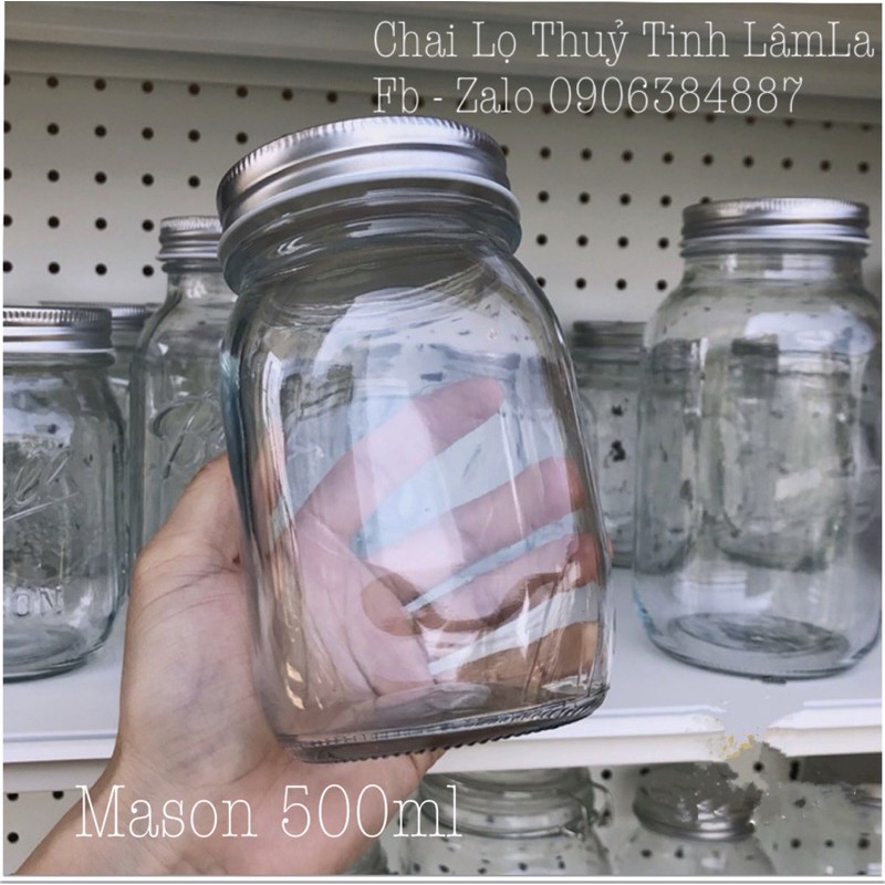 Hũ Thuỷ Tinh Mason Nắp Nhôm 500ml