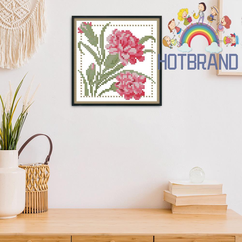 Bộ tranh thêu chữ thập 14CT hình hoa dễ thương 17x17cm DIY