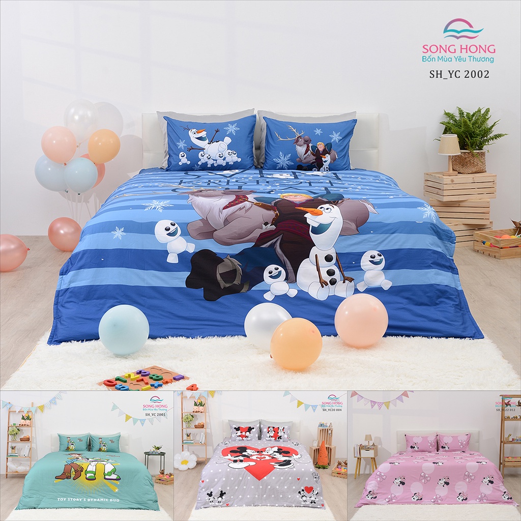 Bộ chăn ga gối trẻ em 1.8*2m dòng Disney - Sông Hồng chính hãng - Chất cotton