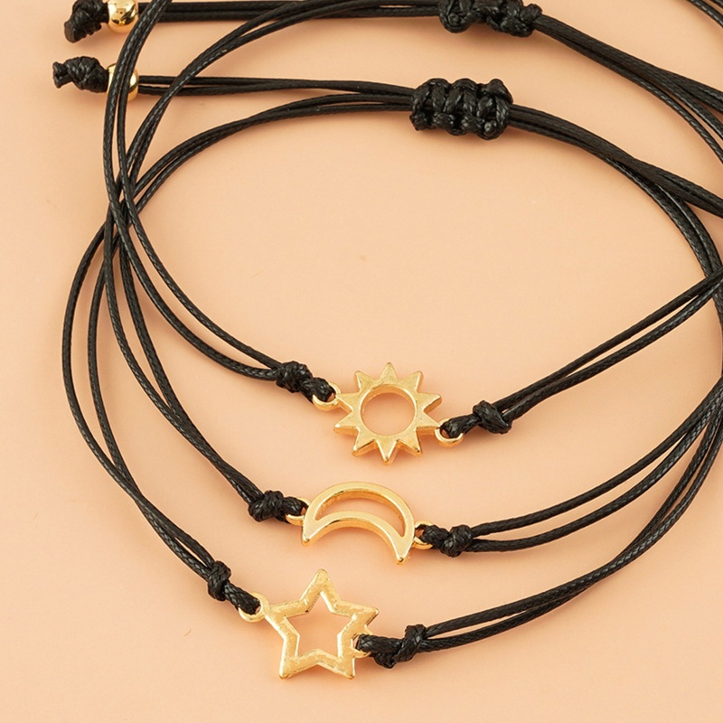 Vòng Đeo Tay Bằng Hợp Kim Cao Cấp Họa Tiết Trăng Và Sao Màu Hồng Cho Chị Em Gái