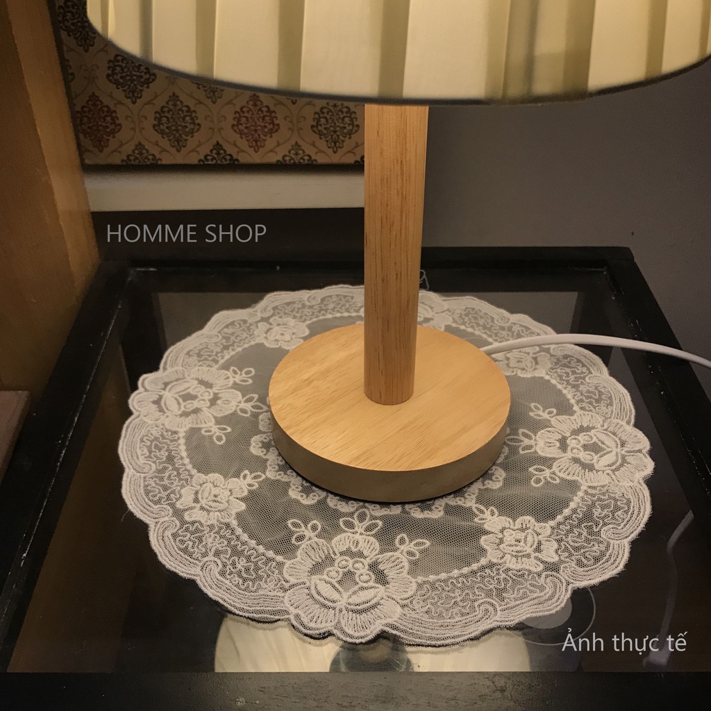 Khăn trải bàn vintage tròn thêu ren trang trí tab đầu giường, lót bình hoa, lót chân đèn, decor phòng ngủ HOMME