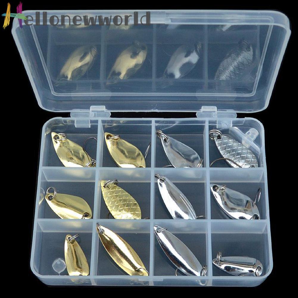 Hộp 12 Mồi Giả Câu Cá Bằng Kim Loại Cứng