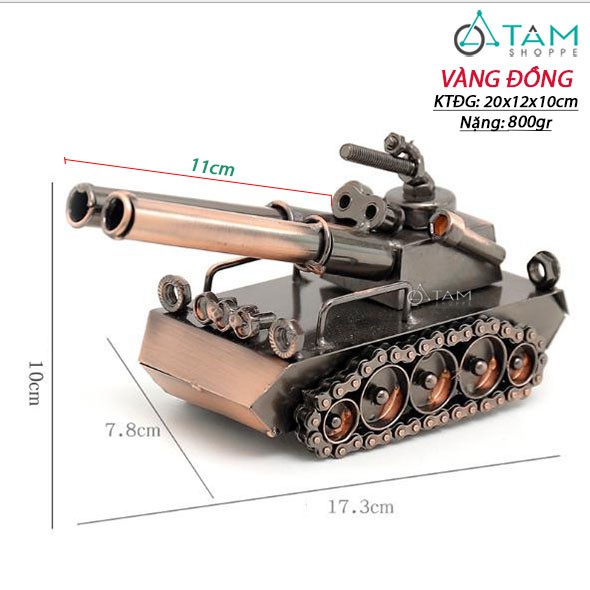 Xe tăng mô hình sắt 2 nòng đại bác MHS-XE-03