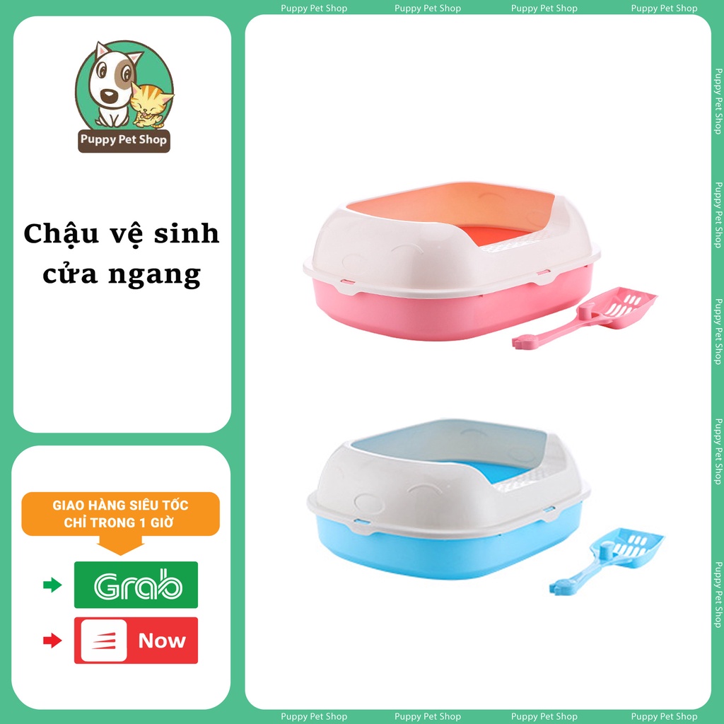 Chậu vệ sinh , Chậu Cát cho Mèo Cửa Ngang - Tặng Kèm xẻng