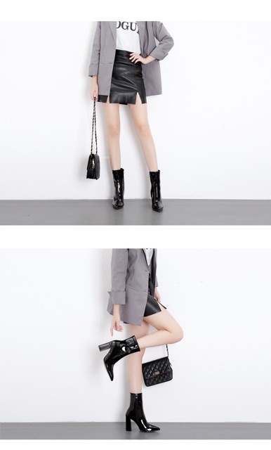 (ODER 5 ngày) Boots nữ da bóng cổ ngắn thời trang 9cm | BigBuy360 - bigbuy360.vn