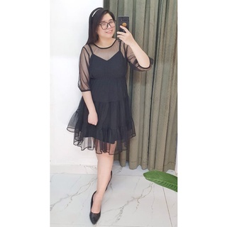 Bigsize công sở - Set Đầm Dây Và Áo Khoác