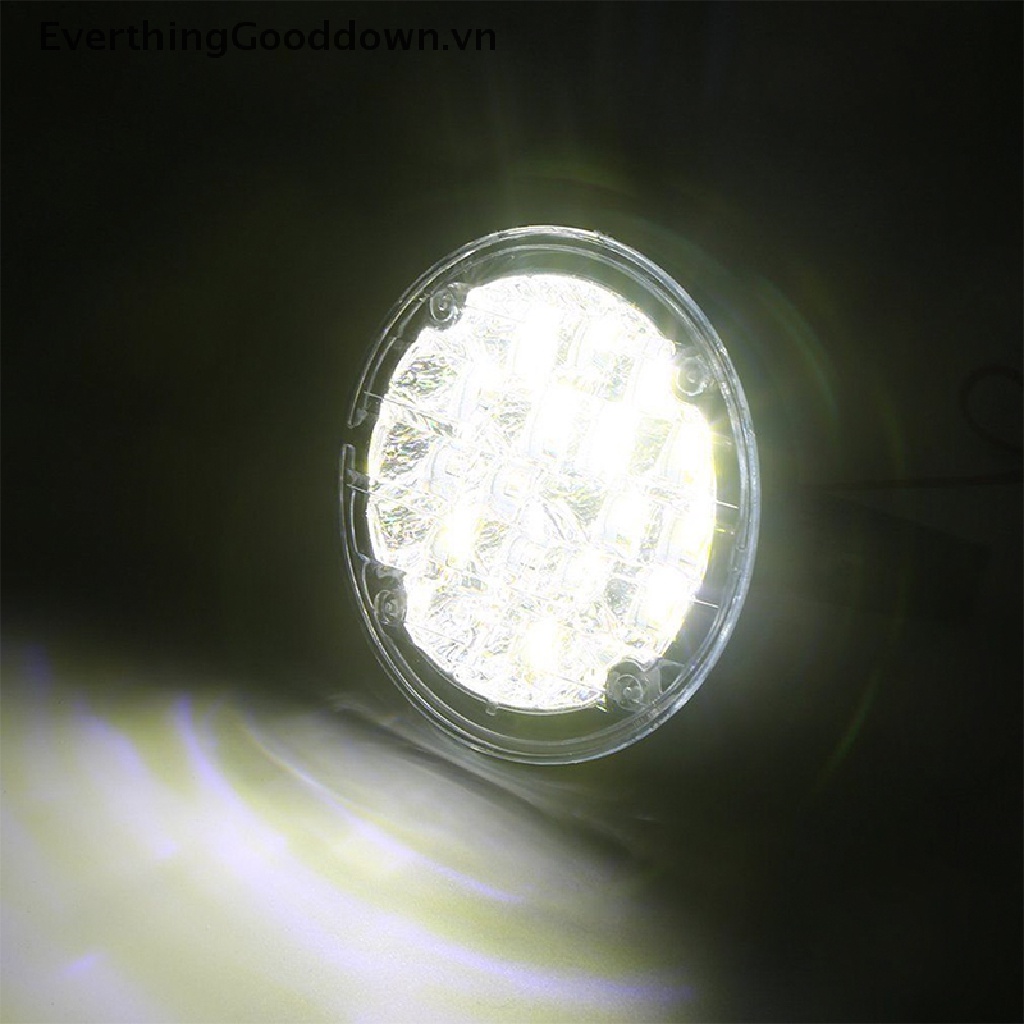 Bộ 2 Đèn Led Tròn 12V 18 Bóng Phá Sương Mù Ánh Sáng Trắng Chạy Ban Ngày Cho Xe Hơi