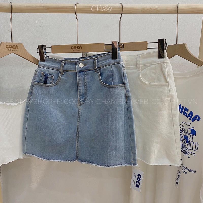 [CV289]🌐 Chân váy bò tôn dáng có lót quần vải mềm co giãn (Có sẵn/ảnh thật)