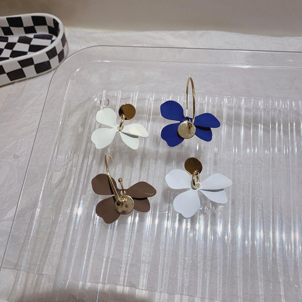 Bông Tai Dáng Dài Hình Cánh Hoa Phong Cách Hàn Quốc Đơn Giản Thời Trang Cho Nữ