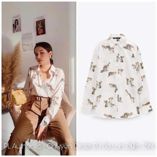 Áo sơmi lụa họa tiết ZARA auth 3 màu