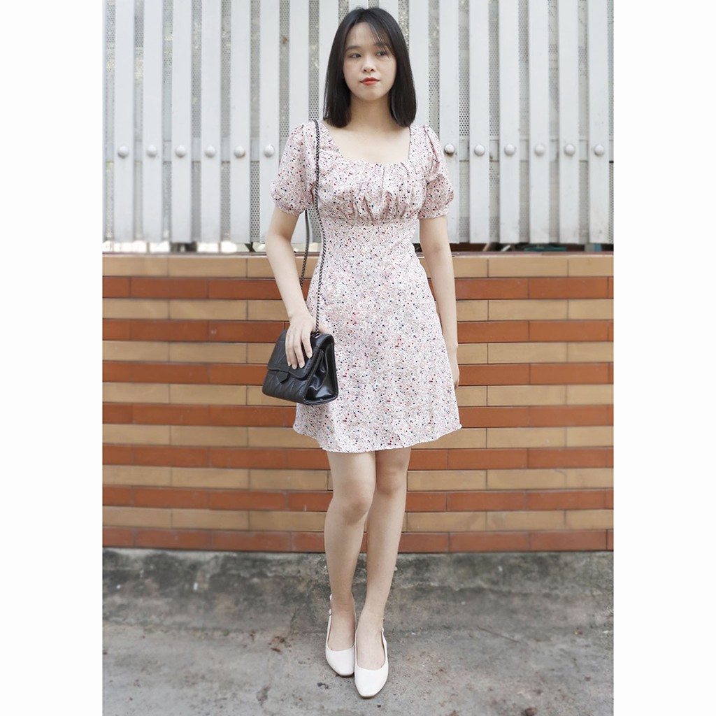 [Mã SKAMSALEP6 giảm 10% tối đa 100K đơn 150K] Đầm hoa nhí cổ vuông xinh xắn, dễ thương RD005