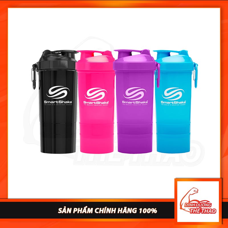 Bình lắc thể thao SMART SHAKER L 3 ngăn 800ml - Chính hãng