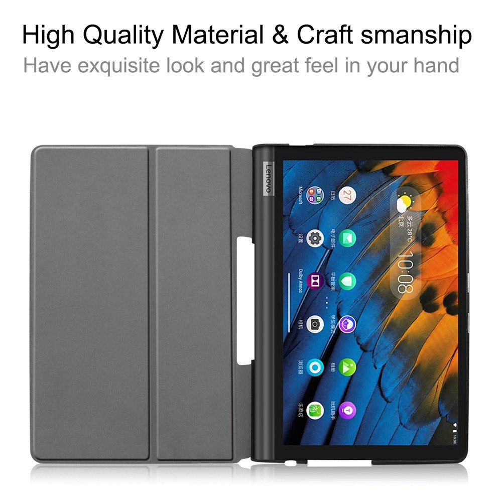 For  Lenovo Yoga Tab 10.1 YT-X705F PU Leather Cover Antiscratch Lightweight Folding Stand Case
