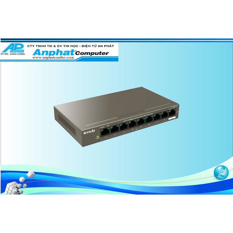 Switch PoE 9 port Tenda TEF1109P-8-63W - Hàng Chính Hãng - Bảo hành 36 tháng