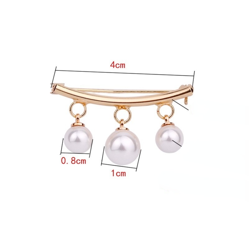 Trâm Cài Áo Thời Trang Hàn Quốc Đính Ngọc Trai Nhân Tạo Màu Vàng / Bạc Chống Lóa